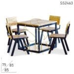 Solid Mango Wood Metal Square Restaurant Dining Set