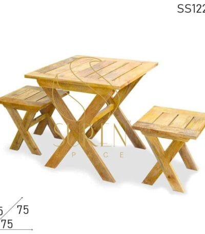 Solid Mango Wood Natural Finish Cafeteria Bakery Shop Furniture