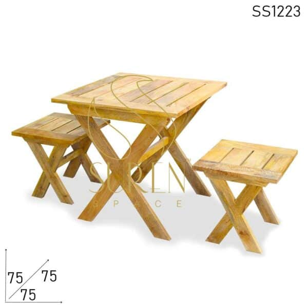 Solid Mango Wood Natural Finish Cafeteria Bakery Shop Furniture