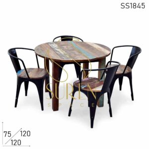 Solid Recycled Round Folding Restaurant Café Table Set