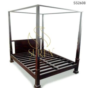 Solid Wood Four Poster Guest House Bedroom Bed Design