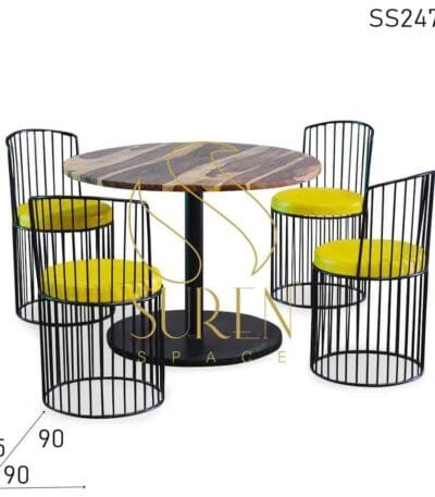 Solid Wood Metal Combo Bistro Bakery Cafeteria Dining Set