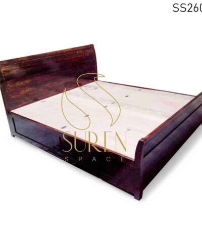 Solid Wood Walnut Finish Storage Resort Tent Hotel Bedroom Bed Design