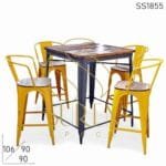 Yellow Metal Stylish Bar Pub Brewery Table Chair Set