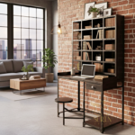 Rustic Finish Metal Unique Design Hutch Cum Display Rack