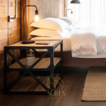 Cross Pattern Retro Style Side Table Cum Display Unit