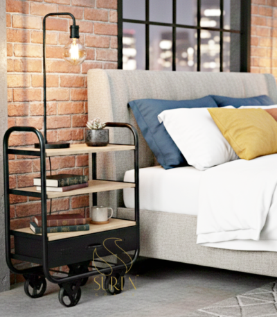 industrial side table design for the hotel room