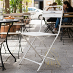 White Distress Folding Metal Resort Outdoor Camping Chairs