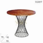 Artistic Metal Base Solid Wooden Top Bistro Cafe Table