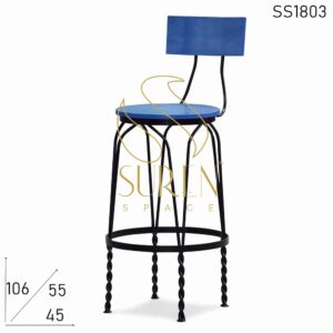 Bent Metal Frame Solid Wood Seat Back Bar Chair