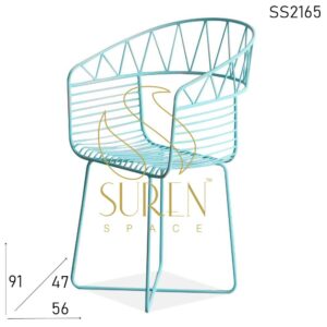 Bent Metal Sky Blue Outdoor Bistro Chair