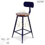 Black Matt White Distress Reclaimed Seating Bar Chair