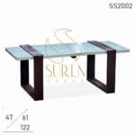 Blue Distress Metal Base Resort Room Coffee Center Table