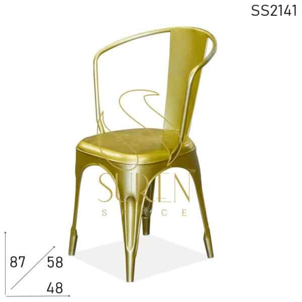 Brass Finish Metal Hand Rest Outdoor Stackable Chair