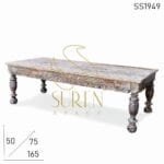 Carved Antique Reproduction Distress Indian Center Table