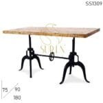 Cast Iron Adjustable Mango Wood Top Regular Cum Bar Table
