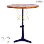 Cast Iron Adjustable Reclaimed Wood Cafe & Bar Table