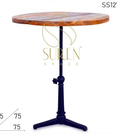 Cast Iron Adjustable Reclaimed Wood Cafe & Bar Table