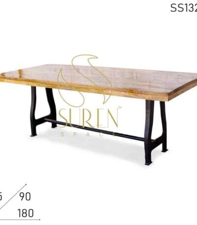 Cast Iron Mango Solid Wood Dining Restaurant Table