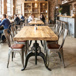 Cast Iron Adjustable Mango Wood Top Regular Cum Bar Table