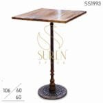 Casting Rustic Finish Folding Bar Table with Solid Wood Top