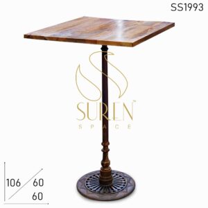 Casting Rustic Finish Folding Bar Table with Solid Wood Top
