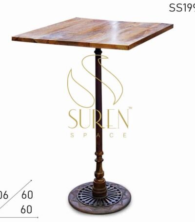 Casting Rustic Finish Folding Bar Table with Solid Wood Top