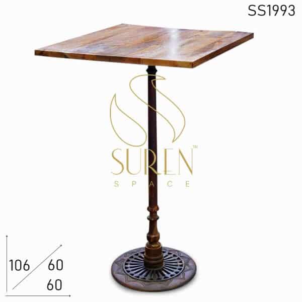 Casting Rustic Finish Folding Bar Table with Solid Wood Top