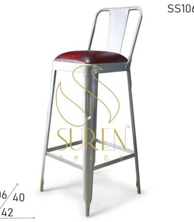 Compact Design Metal Finish Brewery Bar Chair