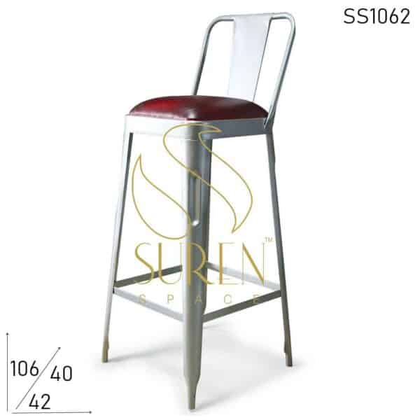 Compact Design Metal Finish Brewery Bar Chair
