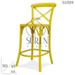 Cross Back Metal Frame Solid Outdoor Brewery Brew Pub Chair