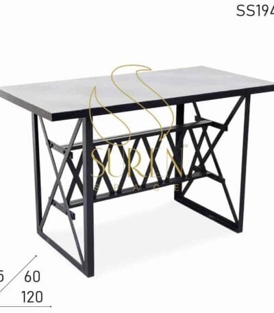 Cross Design Metal Outdoor Solid Frame Table