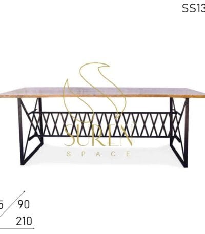 Cross Metal Foldable Restaurant Dining Cum Community Table Design