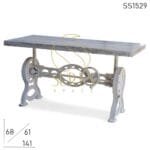 Distress Cast Iron Reclaimed Wood Adjustable Coffee Table