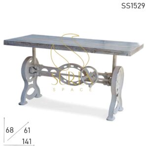 Distress Cast Iron Reclaimed Wood Adjustable Coffee Table