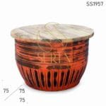 Distress Metal Solid Wood Coffee Center Table