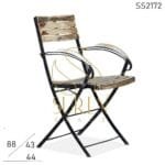 Distress Wood Metal Folding Safari Camping Chair