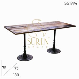 Dual Base Cast Iron Solid Wood Folding Semi Outdoor Table