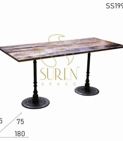 Dual Base Cast Iron Solid Wood Folding Semi Outdoor Table