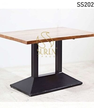 Dual Shade Hand Carved Cabinet Design Dual Metal Base Heavy Weight Commercial Use Dining Table 1