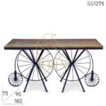 Dual Wheel Reclaimed Top Industrial Restaurant Table
