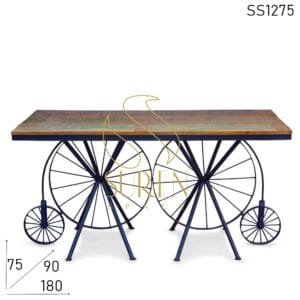 Dual Wheel Reclaimed Top Industrial Restaurant Table