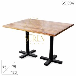 Folding Industrial Metal Base Solid Wood Restaurant Table