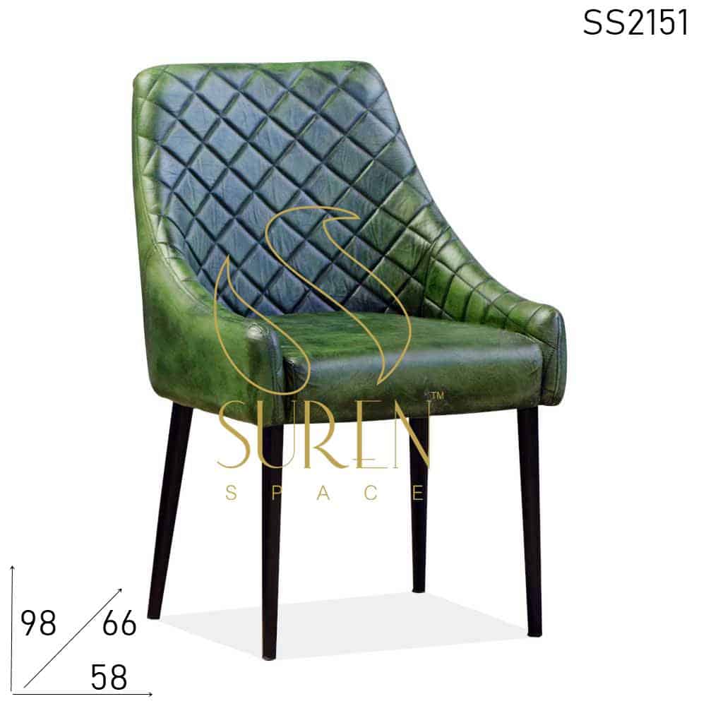 Green Distress Genuine Leather Hotel Accent Chair