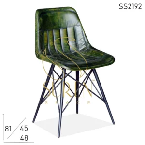 Green Distress Genuine Leather Industrial Chair