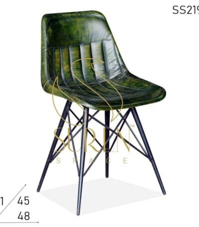 Green Distress Genuine Leather Industrial Chair