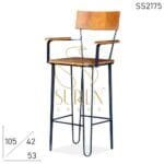 Hair Pin Design Industrial Metal Solid Wood Bar Pub Chair