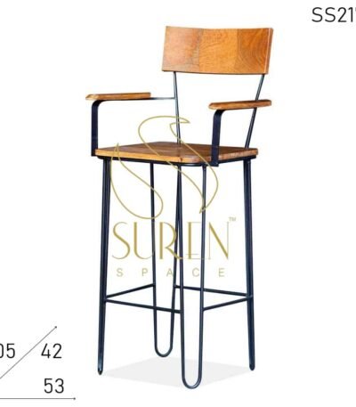 Hair Pin Design Industrial Metal Solid Wood Bar Pub Chair