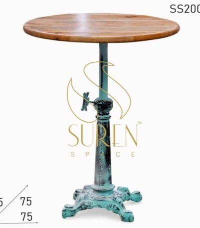 Height Adjustable Cast Iron Distress Finish Coffee Cum Bistro Table