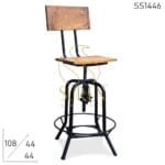 Height Adjustable & Rotatable Solid Wood Metal Bar Chair